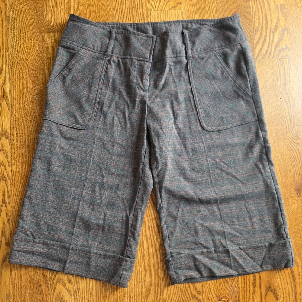 Daytrip Grey Plaid Bermuda City Shorts Womens Size‎ 11 Cuffed Career PZ0231